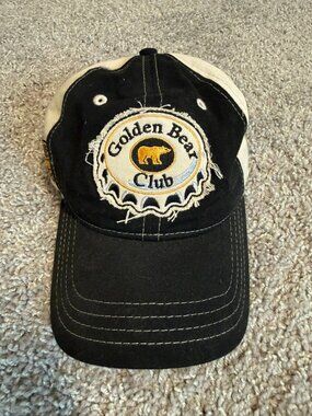 Golden Bear Club Pukka Golf Hat Black Cream Adjustable Distressed